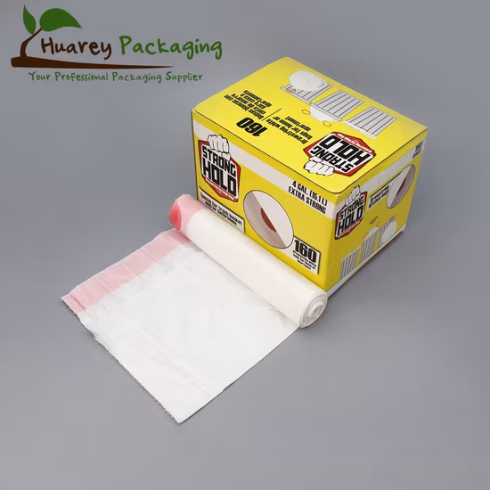 Biodegradable Strong Garbage Bags with Colorful Drawstring Design